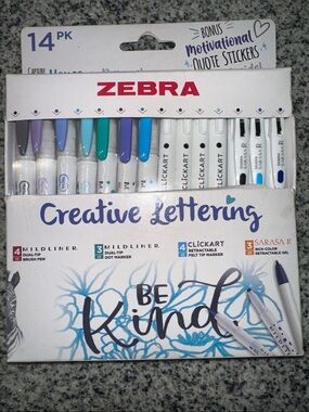 Zebra Creative Lettering Pen Set - Pastel & Blue Accents